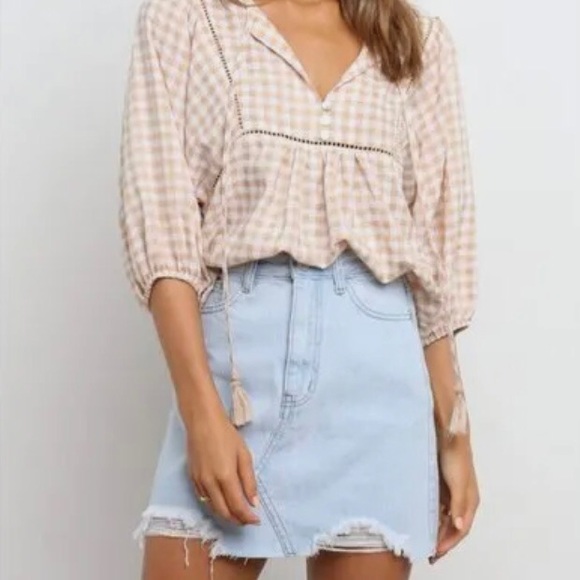 Petal + Pup Neela Distressed Denim Mini Skirt - Picture 2 of 8